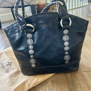 Patricia Nash Black Leather Renaissance Coin Collection Zorita Bag